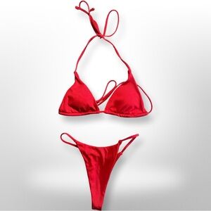 Red Ribbed String Bikini – Super Cheeky Fit – Size XS
